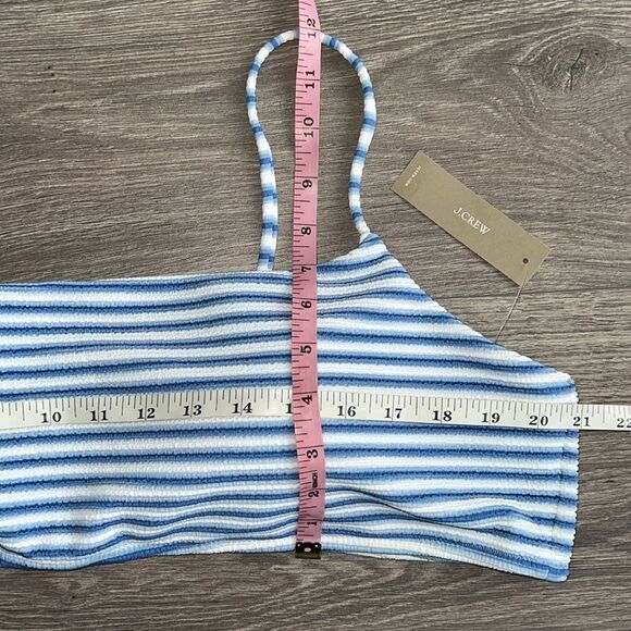 J.CREW Textured Scoop Neck Bikini Top Size 3X Blue White Striped Coastal NWT - Picture 7 of 7